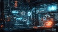 Futuristic server room displaying global data management Royalty Free Stock Photo