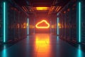 Neon Cloud Server Room Royalty Free Stock Photo