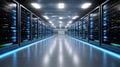 Modern server room showcases advanced technology infrastructure for data and network management Royalty Free Stock Photo