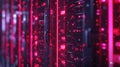 Data Center Server Racks with Glowing Red Lights, Digital Information Processing Royalty Free Stock Photo