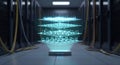 Futuristic Server Room with Holographic Data Layers and Network Visualization Royalty Free Stock Photo