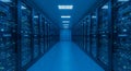 Server room interior view, data storage center showcasing information technology hardware Royalty Free Stock Photo