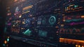 Futuristic server room monitoring showing real time data analysis and processing Royalty Free Stock Photo