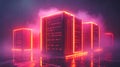 Futuristic Servers in a Neon-Lit Data Center Royalty Free Stock Photo