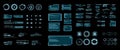 Futuristic set of HUD elements, GUI  HUD user interface. Callouts, headers, frames, arrows, pointers, circles, targets, informatio Royalty Free Stock Photo