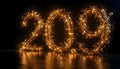 Futuristic shimmering 209 numerals creating a modern glowing ambience Royalty Free Stock Photo