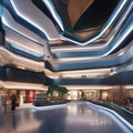 A futuristic shopping mall with virtual shopping assistants3