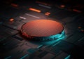 Futuristic silicon wafer on a high-tech circuit board background Royalty Free Stock Photo