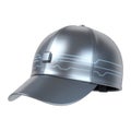 Futuristic silver baseball cap with integrated microchip and circuit patterns transparent background Royalty Free Stock Photo