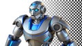 Futuristic silver robot bust, advanced android character png transparent image Generative AI