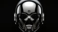 Futuristic Silver Robot Helmet With Chrome Finish - Sci-fi Minimalist Design