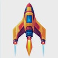 Futuristic Simulation of Spaceship with Rocket on Top Icon Modern Design Digital Artwork for Creative Projects