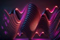 futuristic sinuous lines and waves as 3d render neon background