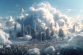 Futuristic Skyline with Cloud Computing: A Hyper-Detailed 8K Cartoon City