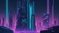 Futuristic skyscrapers in neon.