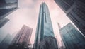 Futuristic skyscrapers reflect city life growth in twilight diminishing perspective generated by AI Royalty Free Stock Photo