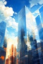 Futuristic Skyscrapers: A Vision of Azure Glass Towers Piercing Royalty Free Stock Photo