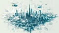 Futuristic smart city with advanced communication network