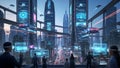 Futuristic Smart City with Artificial Intelligence and Augmented Reality Royalty Free Stock Photo