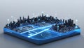 Futuristic Smart City with Glowing Data Network Royalty Free Stock Photo
