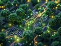 Futuristic Smart City with Glowing Network Connections