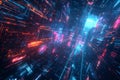 A futuristic smart city interface, displaying glowing cybernetic skyscrapers, interconnected