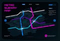 Futuristic smart city map. Underground metro system, metro cartography and navigation, public transport route and