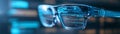 Futuristic Smart Glasses Reflecting Digital Code Royalty Free Stock Photo