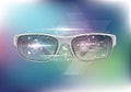 Futuristic smart glasses with a sleek, modern design. The lenses Royalty Free Stock Photo