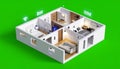 Futuristic Smart Home Automation 3D Floor Plan Royalty Free Stock Photo