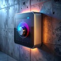 Futuristic Smart Home Control Panel on Concrete Wall Royalty Free Stock Photo