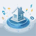 Futuristic Smart Home on a Digital Interface Royalty Free Stock Photo