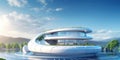 Futuristic Smart Home A Futuristic Generic Smart Home With A Rooftop Solar Panel System For Renewabl Royalty Free Stock Photo