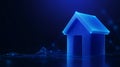 Futuristic smart home network concept with glowing digital connectionsFuturistic smart home network concept with glowing digital