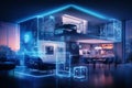 A futuristic smart home with voice controlled appliances modern futurism background Royalty Free Stock Photo