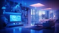 A futuristic smart home with voice-controlled devices and IoT gadgets, demonstrating the concept of a connected living Royalty Free Stock Photo