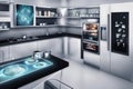A futuristic smart kitchen interior Royalty Free Stock Photo