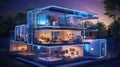 Futuristic smart living house with digital technologies