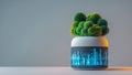 Futuristic smart planter with glowing digital interface Royalty Free Stock Photo