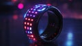 A futuristic smart ring featuring an array of micro LED lights and a smooth metal finish. The ring is equipped with Royalty Free Stock Photo