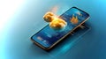 Futuristic smartphone dashboard displaying advanced AI and data visualization features Royalty Free Stock Photo