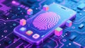 Futuristic Smartphone Fingerprint Security Authentication Royalty Free Stock Photo