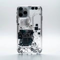 Futuristic Smartphone with Transparent Circuit Board Case Royalty Free Stock Photo