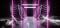 Futuristic Smoke Neon Laser Spaceship Future Dark Corridor Glowing Purple Red Blue Sci Fi Concrete Grunge Hallway Virtual Reality Royalty Free Stock Photo