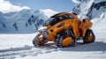 Futuristic Snowmobile in the mountains . Arctic snowmobile of the future Royalty Free Stock Photo