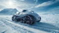 Futuristic Snowmobile in the mountains . Arctic snowmobile of the future Royalty Free Stock Photo