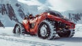Futuristic Snowmobile in the mountains . Arctic snowmobile of the future Royalty Free Stock Photo