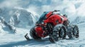 Futuristic Snowmobile in the mountains . Arctic snowmobile of the future Royalty Free Stock Photo