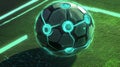 Futuristic Soccer Ball Design A sleek technologically advanced soccer ball symbolizing innovation speed precision