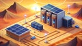 Futuristic Solar Powered Data Center in a Desert Landscape Royalty Free Stock Photo